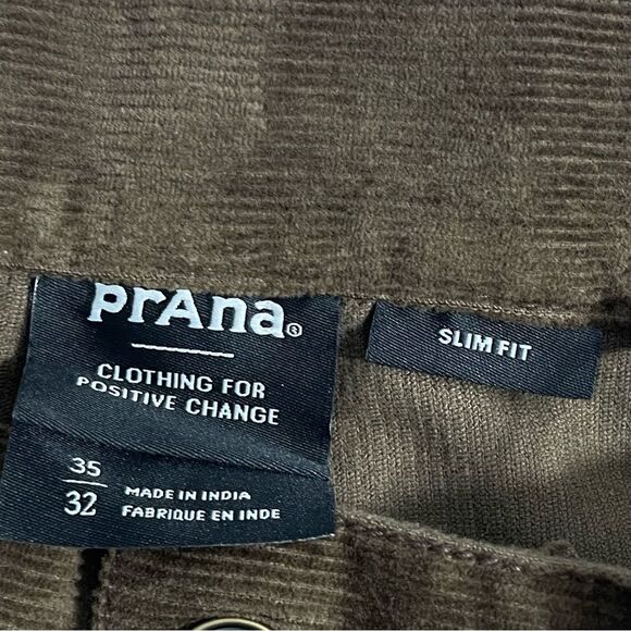 NWT Prana Campfire Cord Pants Men’s Size 35 x 32 Brown Corduroy Slim Fit Tapered - Picture 8 of 10